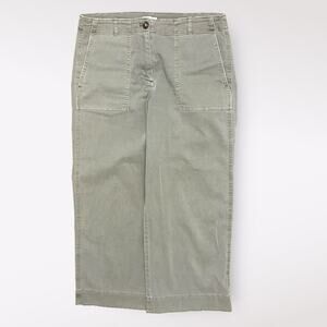 J. Jill Green High Rise Wide Leg‎ Cropped Cargo Pants Size 8